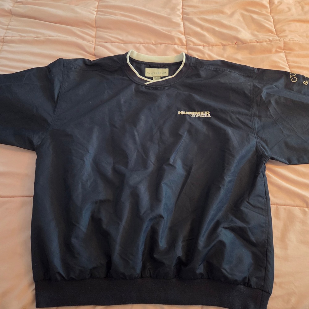 Cutter & Buck Hummer Navy Blue Windbreaker Pullover Mens XXL Logo Golf Jacket